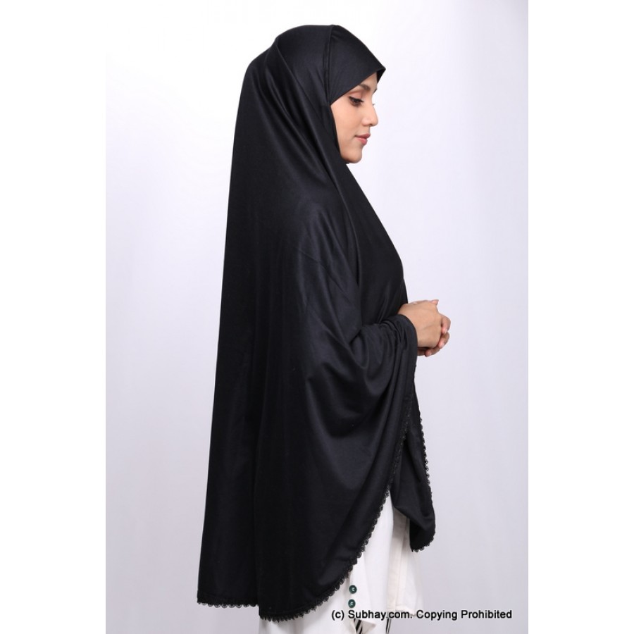 Women's Cotton Scarf or Hajj or Umrah Ihram - Black